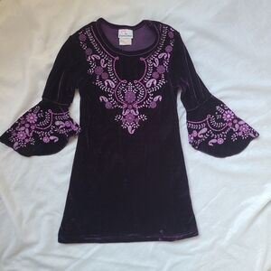 Expresaions Purple Soft Velvet Kids Dress with Embroidered Details 6/6X